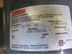 LOT TO INCLUDE PROSSER, JOHNSON CONTROLS, FLOWSERVE: (3) ACTUATOR, 25 PSI MAX RATING, PNEUMATIC KIND. PISTON FOR AIR CONDITIONING, (1) FLOWSERVE MOTOR, 125 VDC, 1900 RPM, NUC,120V, HTR, SMB-000, (1) STERNS SPRING SET DISK BRAKE, HORIZONTAL MOUNTING MOTOR, MODEL#1-055-716-05-XG, 95V, (2) HOLOPHANE LIGHTING FIXTURES, (1) RELIANCE, DUTYMASTER, AC MOTOR, MODEL#P56J2801M-WX. LOADING & HANDLING FEE $15-4536